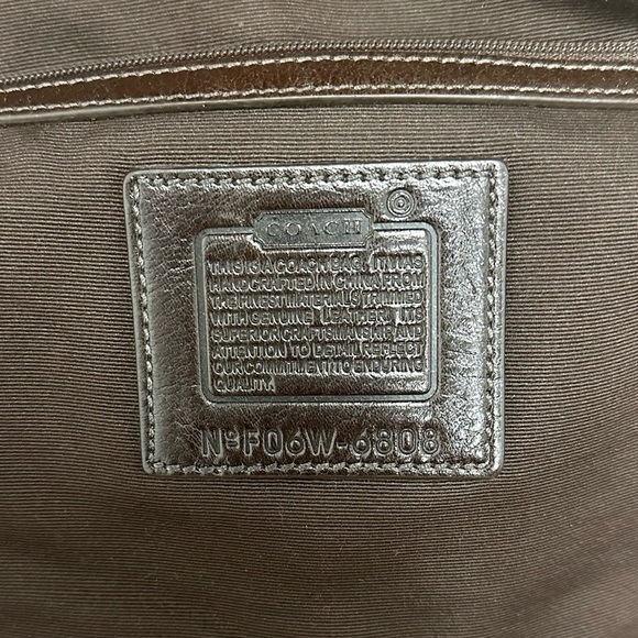 Coach Vintage #6808 Signature Soho Brown Jacquard/Suede Flap Logo Hobo Bag - Picture 4 of 16